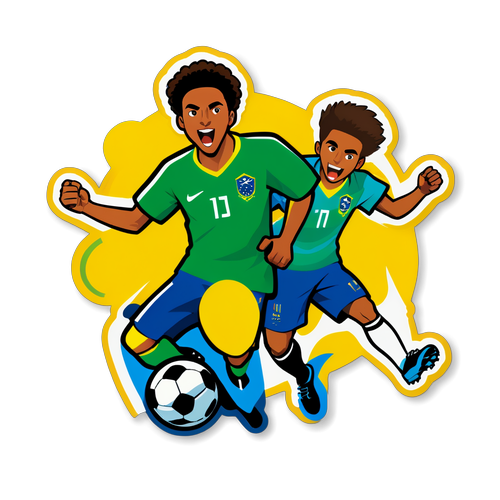 Stiker Pertandingan Sepak Bola Brasil vs Jepang