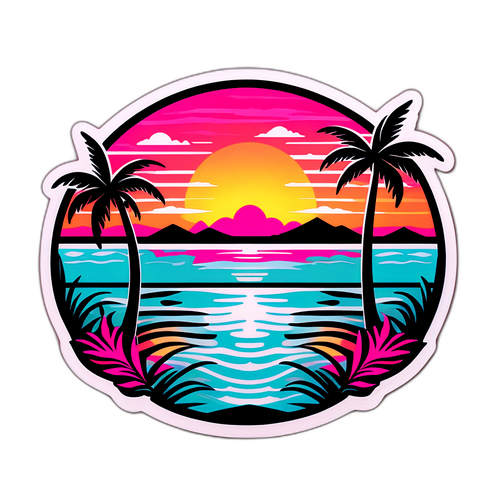 Sticker cu logo-ul Inter Miami și apus vibrant