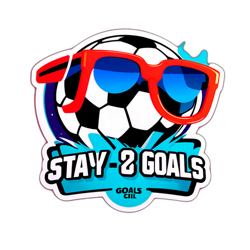 Un sticker distractiv cu o minge de fotbal purtând ochelari de soare