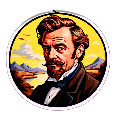 Ein Sticker mit einem majestätischen Ölbild von Brent in nostalgischer Atmosphäre