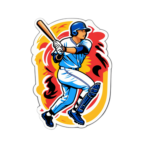 吉田正尚のバッティング姿を描いたダイナミックなステッカー