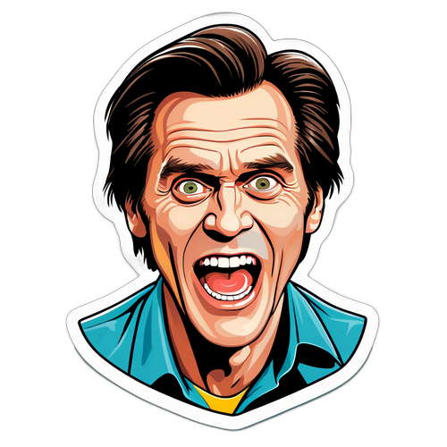 Un autocollant de Jim Carrey en mode comique