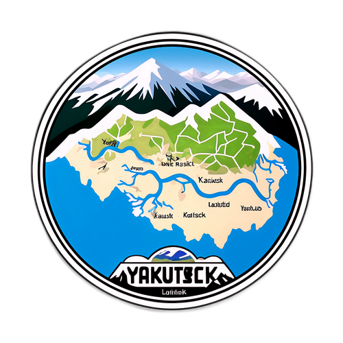 Стикер с картой Якутска