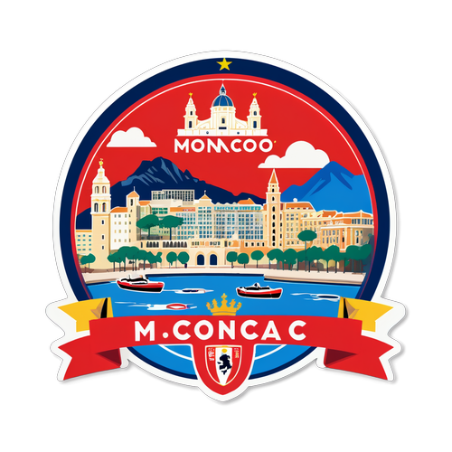 Kibandiko cha Rangi Kinachosherehekea Jiji la Monaco na Soka la Ulaya