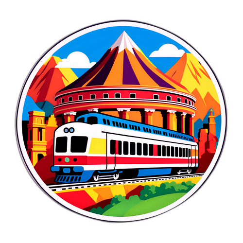 Kereta KRL Melintas di Landmark Ikonik