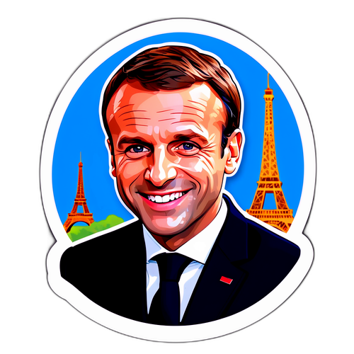 Autocollant d'Emmanuel Macron avec un sourire chaleureux