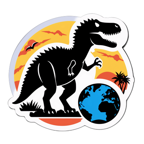 Dinosticker met Aarde