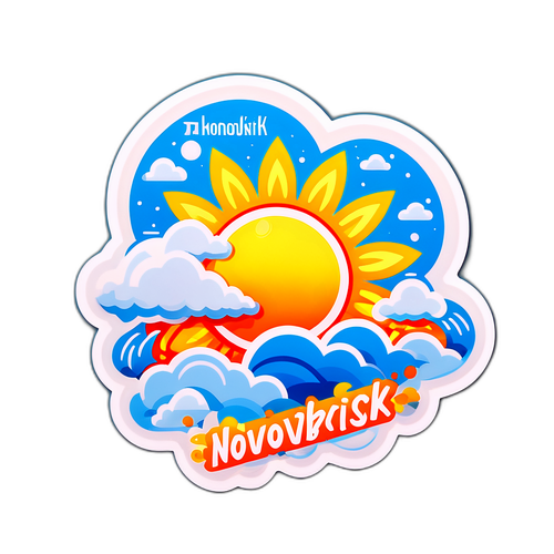 Наклейка с солнечным прогнозом погоды для Новосибирска