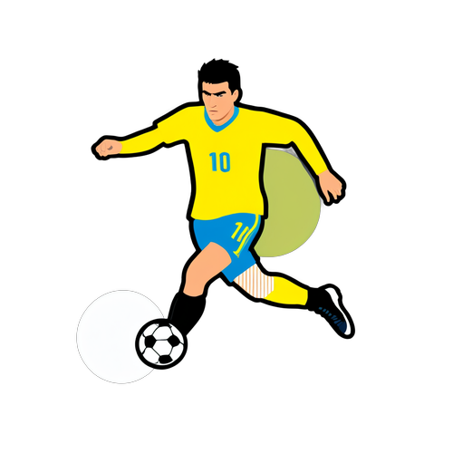 Sticker cu un jucător de fotbal driblând, cu numele 'Ianis Hagi'