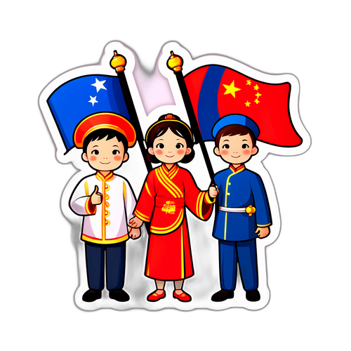 中法文化融合的友谊贴纸