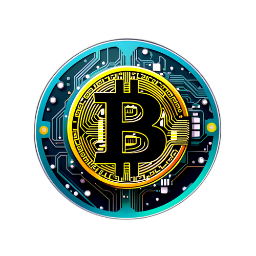 Symbole Bitcoin avec Circuit Électronique