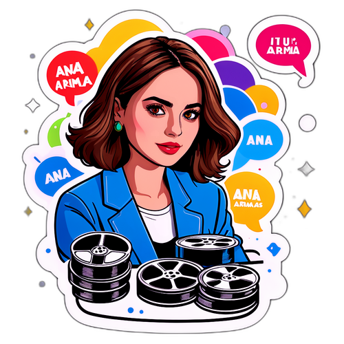 Sticker van Ana de Armas met filmrollen