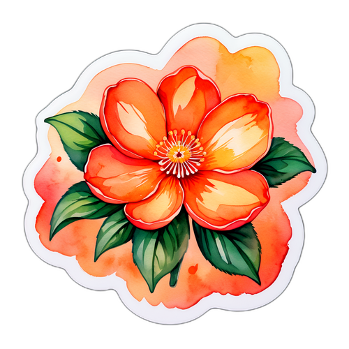 Adesivo de Flor de Damasco à Base de Aquarela