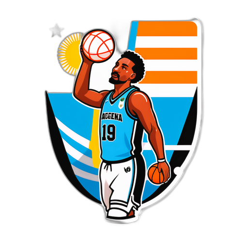 Sticker que celebra la cultura del baloncesto en Argentina