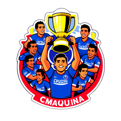 Sticker del equipo Cruz Azul levantando un trofeo