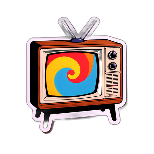 Retro TV Sticker met VTM Logo