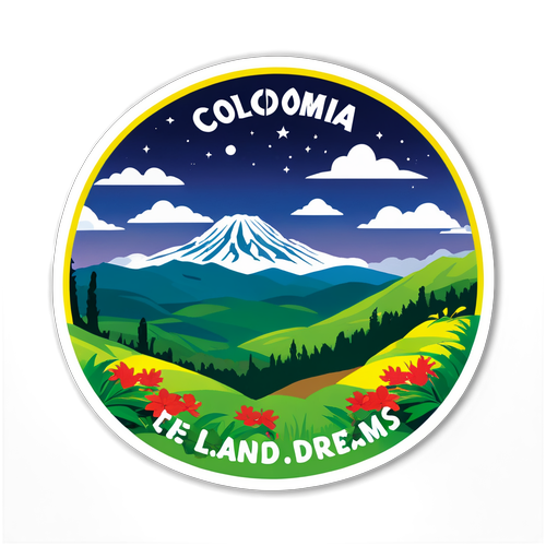 Sticker cu un peisaj frumos din Columbia