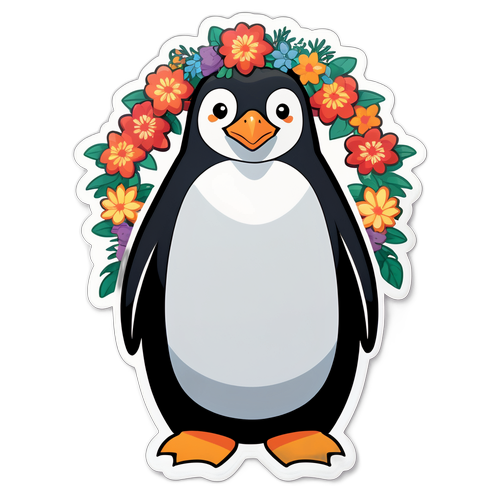 Penguin med blommor
