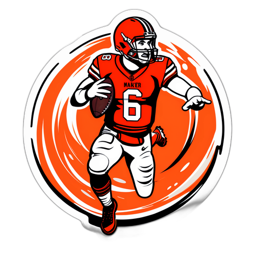 Playful Baker Mayfield Football Sticker