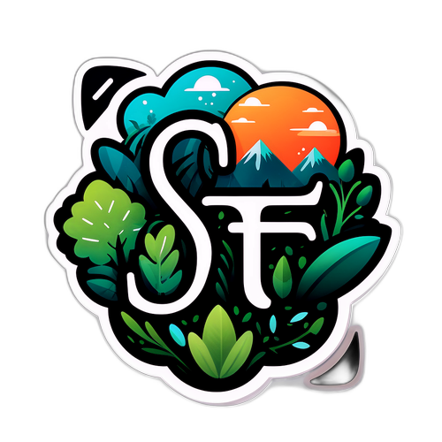 Moderne SF-logo med naturmotiver