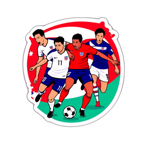 USA와 한국의 격렬한 축구 경기