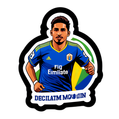 Sticker de Nahuel Molina con una cita inspiradora sobre trabajo en equipo y dedicación en el fútbol