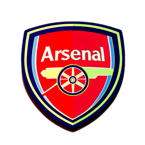 아스날 로고가 있는 다채로운 배경 디자인 스티커