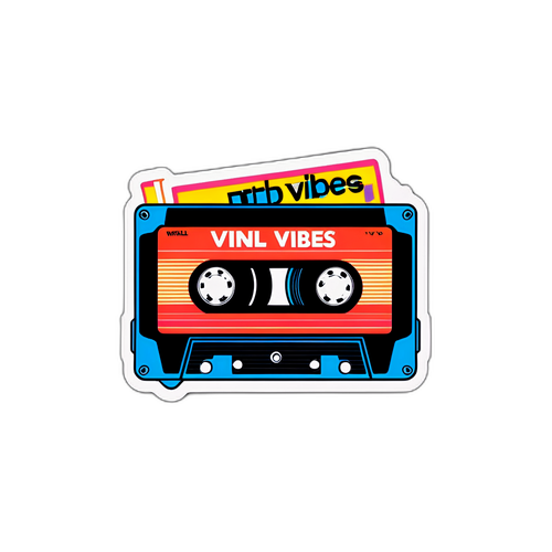 Cassette Retro con la frase 'Vinyl Vibes Forever'
