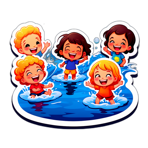 สติ๊กเกอร์ที่แสดงความสุขในวันที่น้ำท่วม