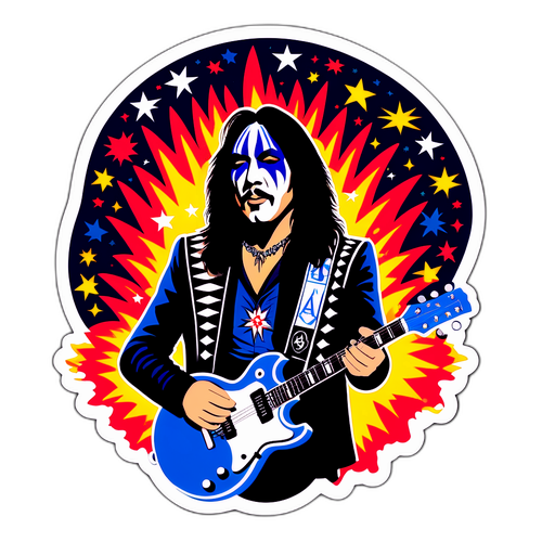 Αυτοκόλλητο Ace Frehley με πυροτεχνήματα