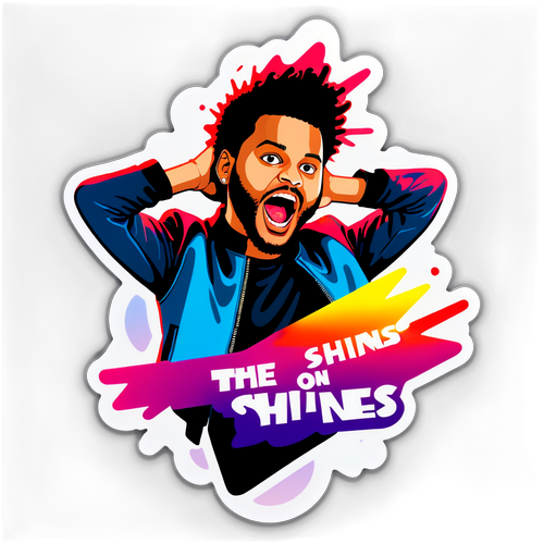 A vibrant sticker of The Weeknd performing on stage