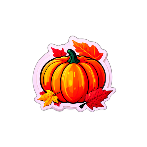 秋天的紅葉與南瓜貼紙
