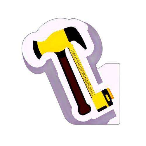 Diseño minimalista de martillo y cinta métrica