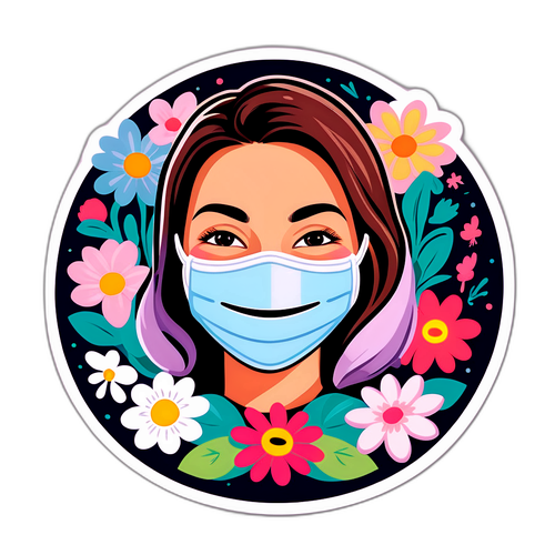 Smilende Maske med Blomster