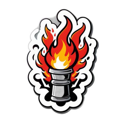 Un diseño de sticker que representa la lucha entre el bien y el mal