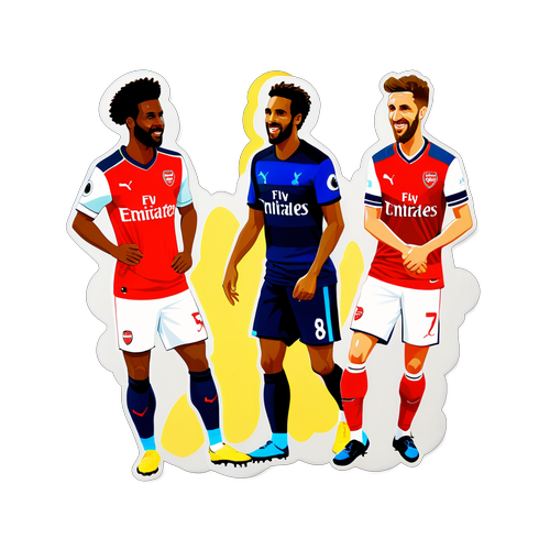 Sticker van Arsenal en Tottenham spelers in een vriendschappelijke sfeer