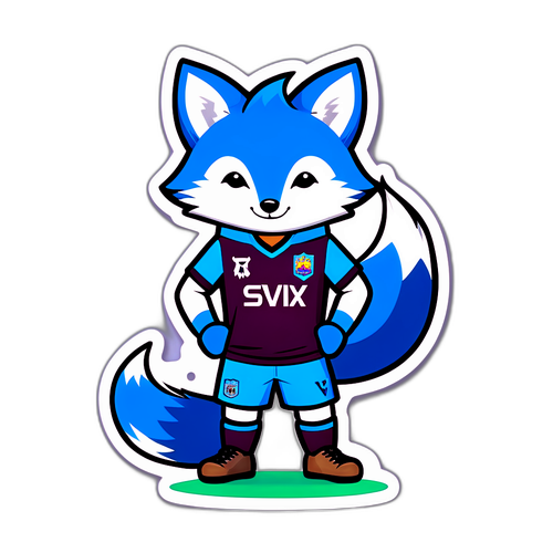 สติ๊กเกอร์รูปสุนัขจิ้งจอกสีน้ำเงิน