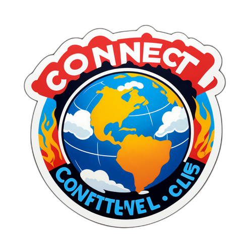 Классическая наклейка с элементами культуры рэпа и изображением МТС, со слоганом "Соединим мир!"