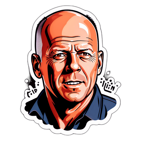 Bruce Willis Retro Action Film Klistremerke