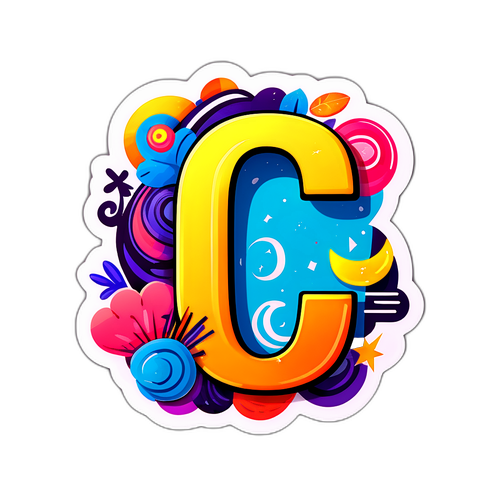Minimalist na Sticker na may Letter 'C'