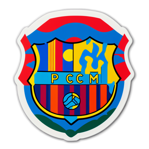 Sticker cu peisaj urban din Barcelona și Camp Nou