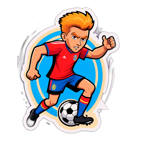 Nhãn dán kỳ quặc về Dean Huijsen đang dribble bóng