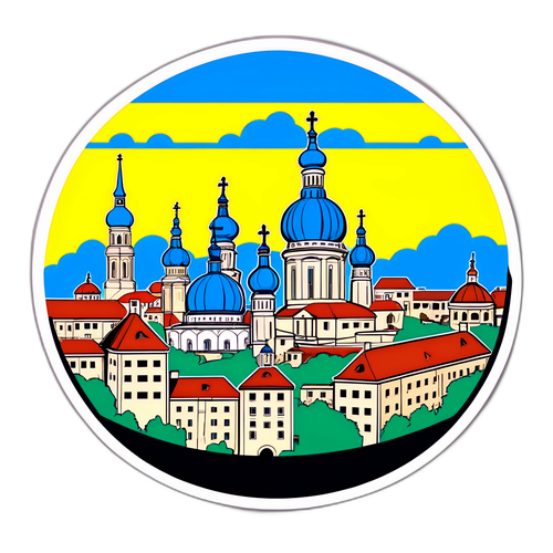 Конструктор стилізованого міста Конопот з національними символами України