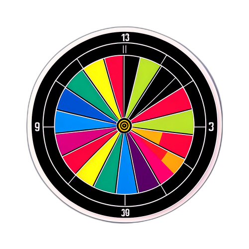 Minimalist dartboard i farverige sektioner