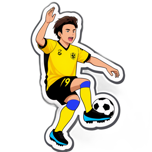 サッカー選手がゴールを決める瞬間