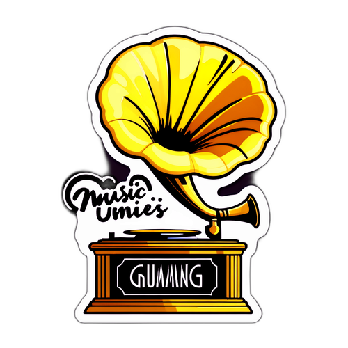 Sticker cu notă muzicală și gramofon
