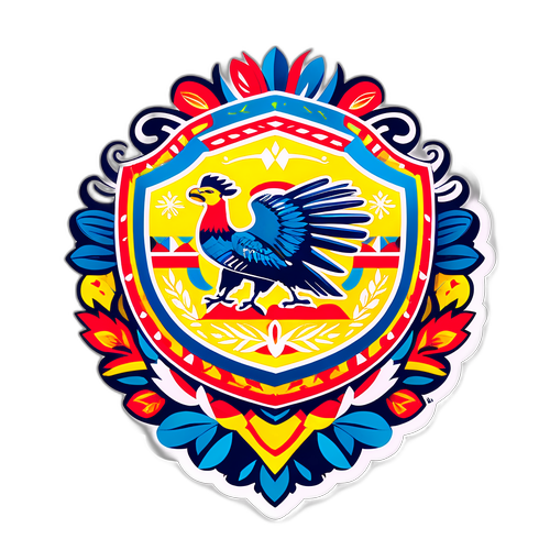 Escudo de América adornado con motivos culturales colombianos