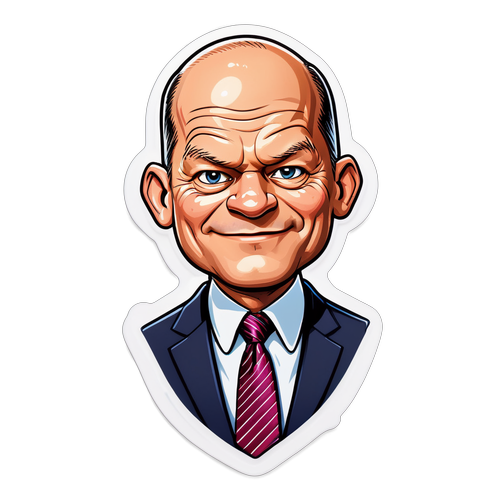 Olaf Scholz Îmbrăcat în Caricatură: Un Sticker de Birou Care Te Va Face să Râzi!