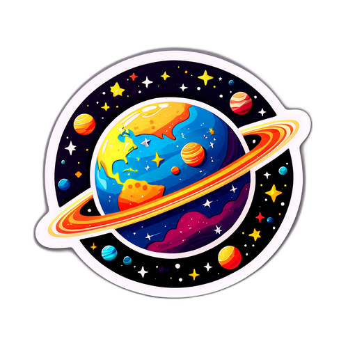 Sticker cu planetă din spațiu