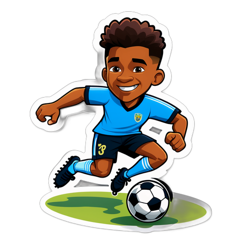 Stiker Kartun Lucu Wesley Fofana Bermain Sepak Bola